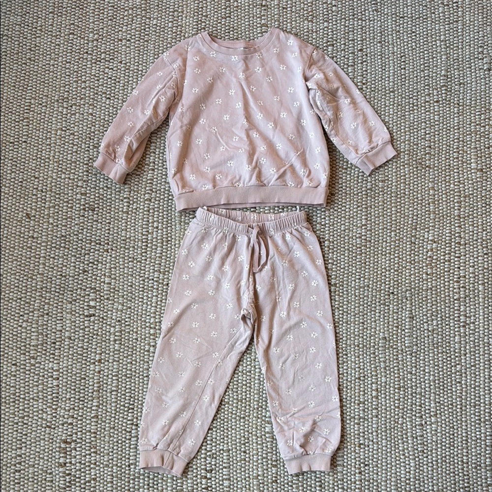 Pink Floral Toddler Sweatshirt and Pants Set